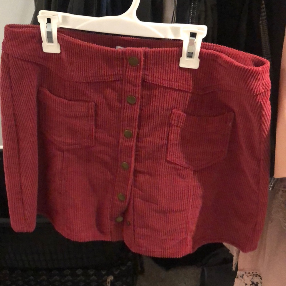 pink button up skirt